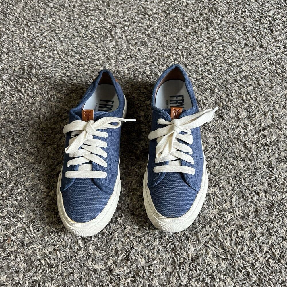 Frye Gia Canvas Shoes Womens 7 M Blue Lace Up Casual Sneakers